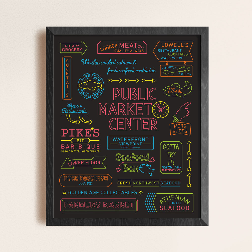 Pike Place Market Neon Poster