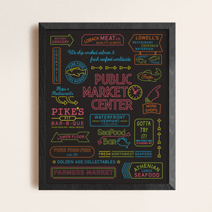 Pike Place Market Neon Poster