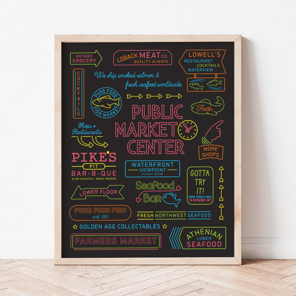Pike Place Market Neon Poster